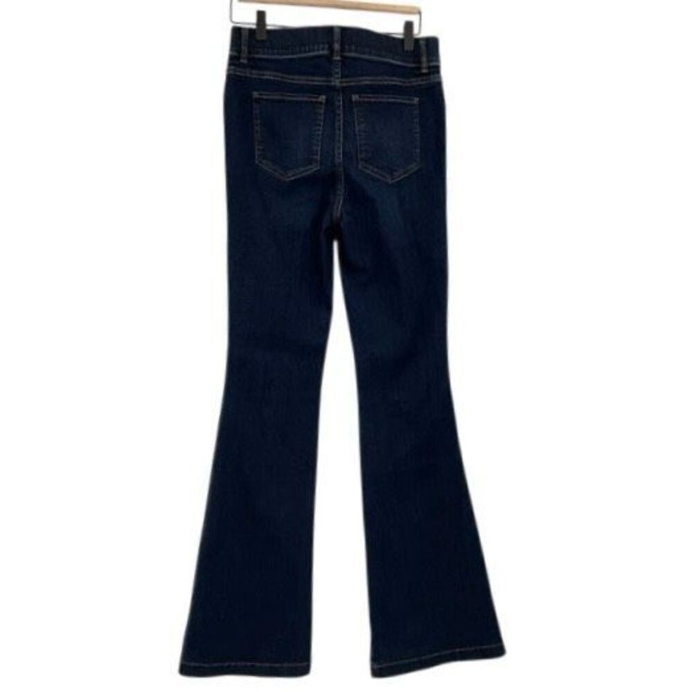 NWT SPANX Midnight Shade Whiskering High Rise Pull On Flare Jeans Medium - Picture 4 of 6